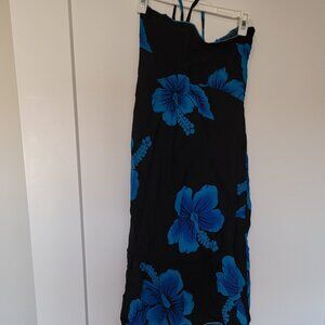 Black flower tropical dress, fits like size S
